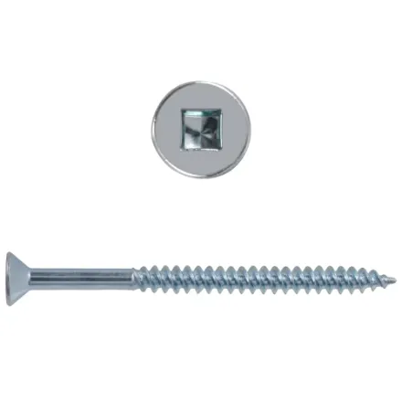 #8 x 2-1/2-in Flat Head Square Drive Steel Wood Screws, Zinc-Plated, 100pcs