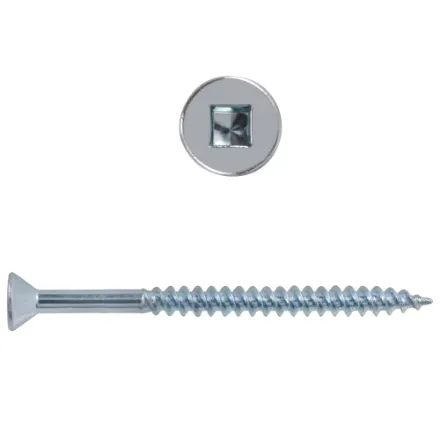 #10 x 2-1/2-in Flat Head Square Drive Steel Wood Screws, Zinc-Plated, 100pcs