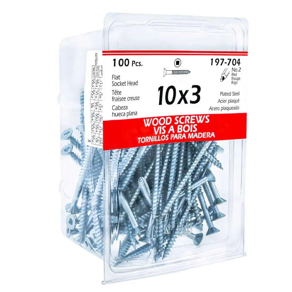 #10 x 3 Flat Head Square Drive Wood Screw Zinc-Plated 100pcs