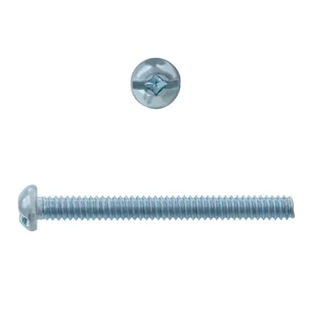 #6-32 x 1-1/2 -in Round Head Square Drive Steel Machine Screws, Zinc-Plated, 100pcs