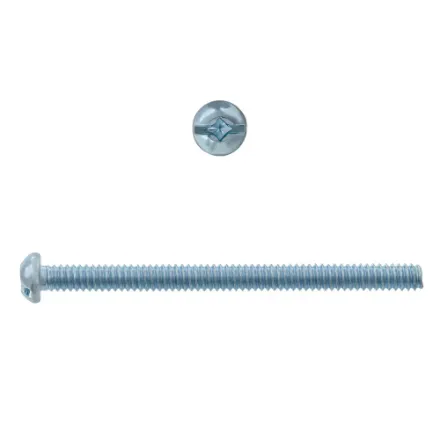 #6-32 x 2 -in Round Head Square Drive Steel Machine Screws, Zinc-Plated, 100pcs