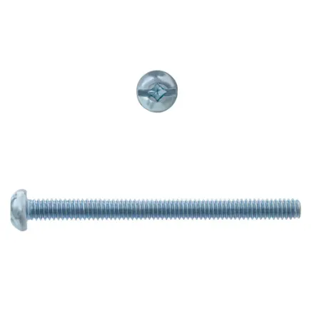 #10-24X3/4 Slotted Round Machine Screw Fully Threaded Zinc-Plated 100pcs