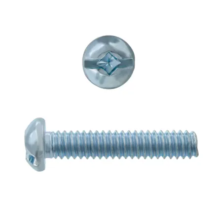 #10-24 x 1-in Round Head Square Drive Steel Machine Screws, Zinc-Plated, 100pcs
