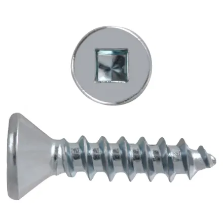 #8 x 3/4-in Flat Head Square Drive Steel Wood Screws, Zinc-Plated 1000 in  Jar