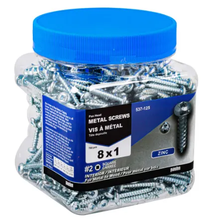 #8 x 1-inch Square Drive Pan Sock Metal Screw, Jar of 700