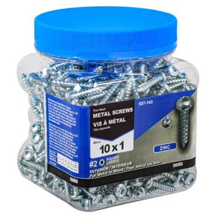 #10 x 1-inch Square Drive Pan Sock Metal Screw, Jar of 500