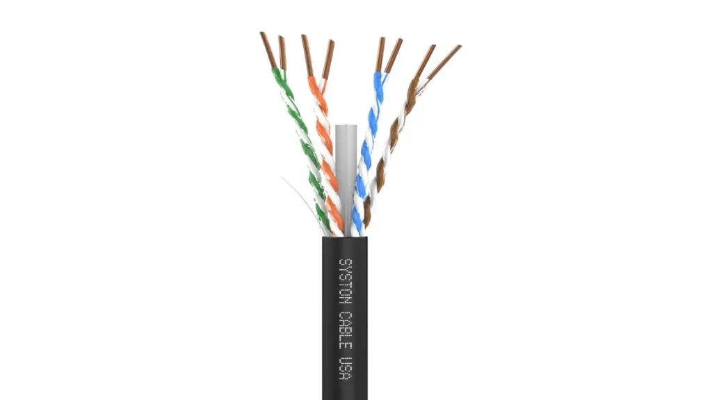 Syston Cat6E Direct Burial Ethernet Cable, 600 MHz, Black, 1000 ft