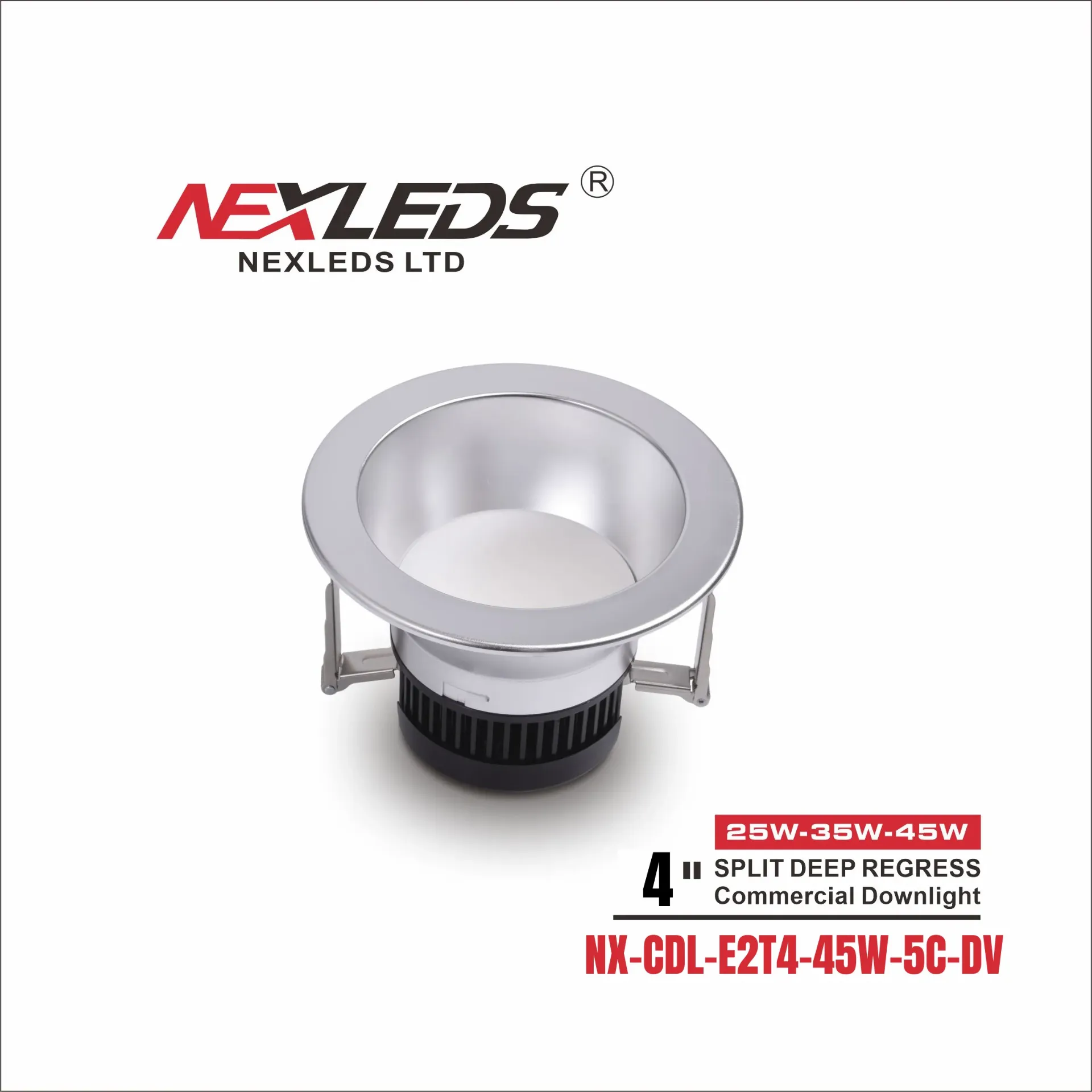 Nexleds NX-CDL-E2T4-22W-5C-DV 4" Split Regressed Commercial Downlight 22W