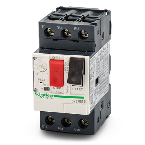 Square D GV2ME10 Manual Motor Starter, 3P, Push Button, 4-6.3A