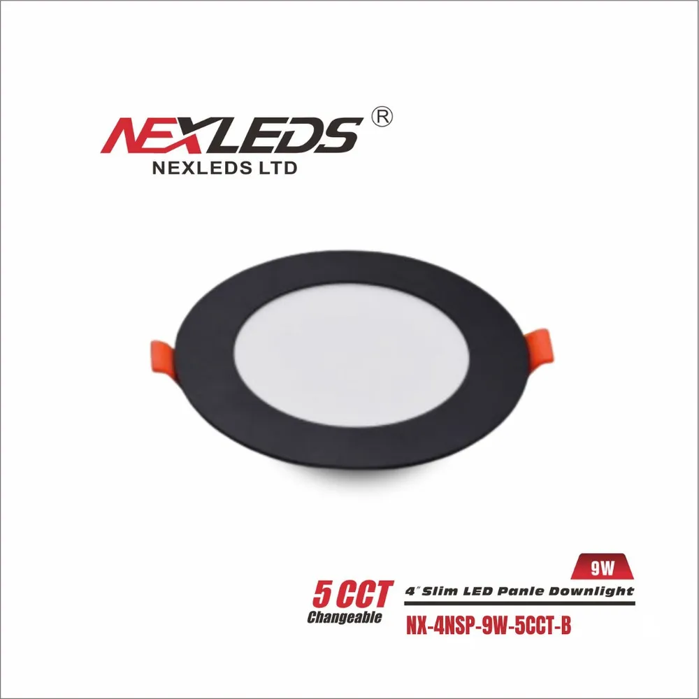 Nexleds 4" 5CCT slim panel WetLocation (black) - 9W, 5CCT (NX-4NSP-9W-5CCT-B)