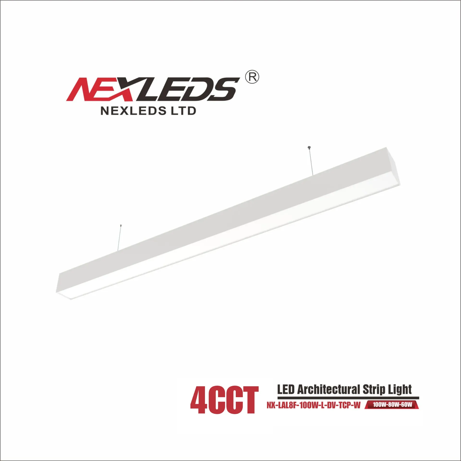 [NX-LAL8F-100W-L-DV-TCP-B] Nexleds Linear Architectural lights - 60W/80W/100W (NX-LAL8F-100W-L-DV-TCP-B) (Black, Black)