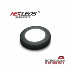 Nexleds 2 inch 5CCT LED Puck Light - 5CCT Switchable - 3W - 24VDC - 210LM - Black Finish LED Puck Light - NX-2PL-243W-5CCT-B