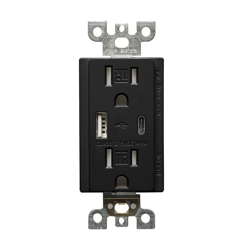 [BAA-015D /BK] Votatec BAA-015D /WH USB A+C Charger & Duplex TR Receptacle 15A White (Black)