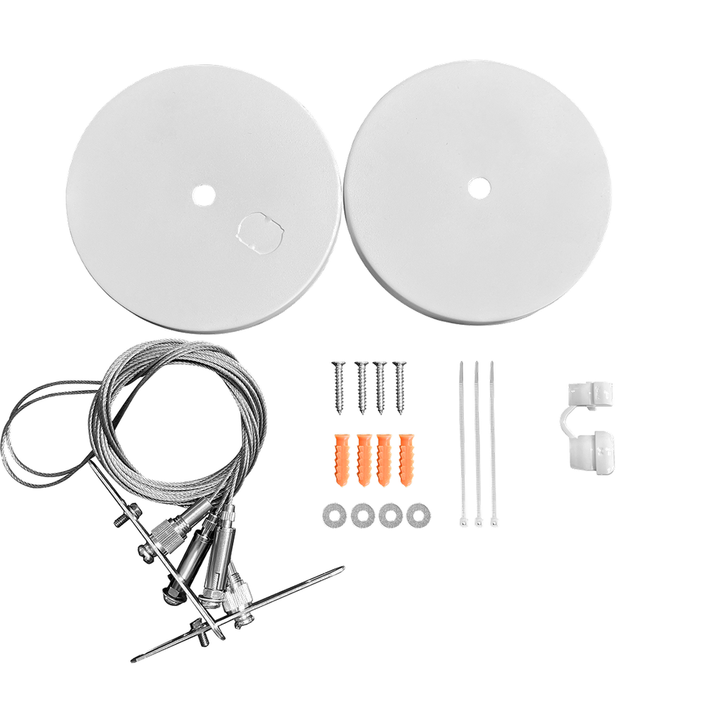 [RENO-RALS-CANOPY-WH] Reno Rail Pendant Mount Canopy with Suspension Cable for Rounded Architectural Strip (White)