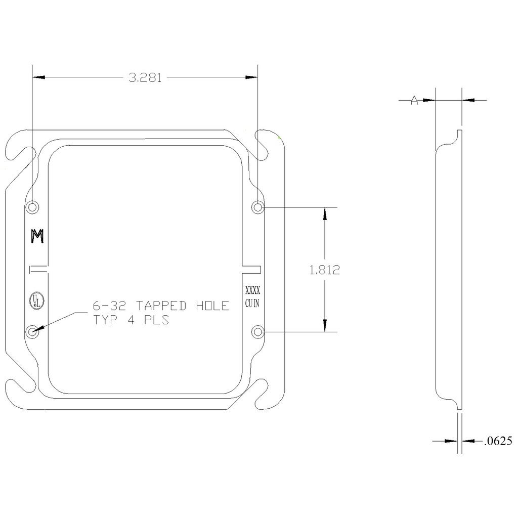 4" Square Cover, 2 Device, 5/8" Raised