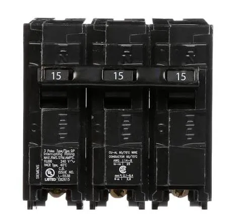 [Q315] Siemens Q315 15A 3-Pole Plug-In Circuit Breaker