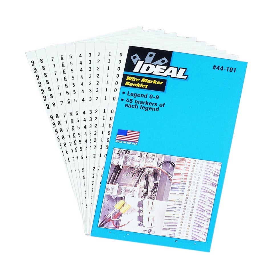 [44-101] Wire Marker Booklet, 45 of Each "0-9"
