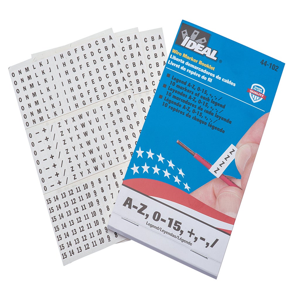 [44-102] Wire Marker Booklet, 10 of Each "A-Z, 0-15, +, -, /"