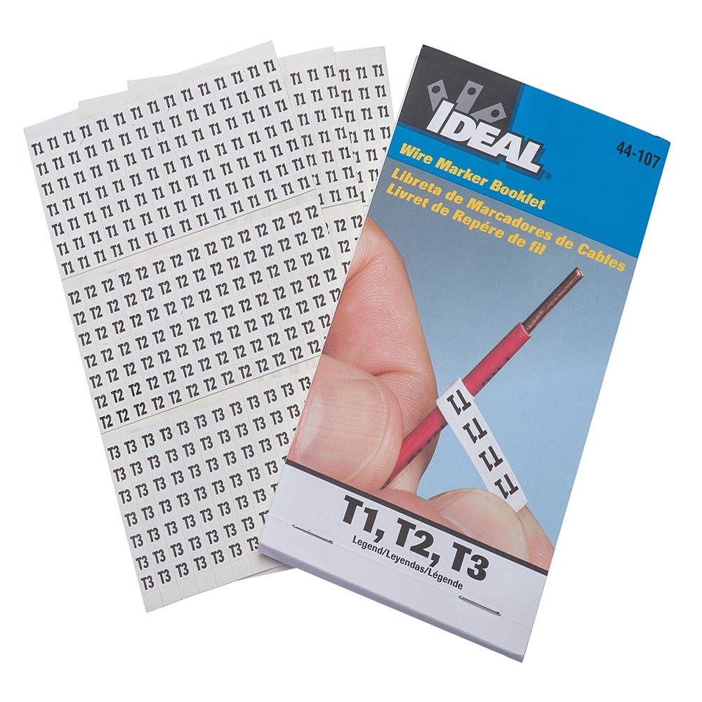 [44-107] Wire Marker Booklet, 150 of Each "T1, T2, T3"