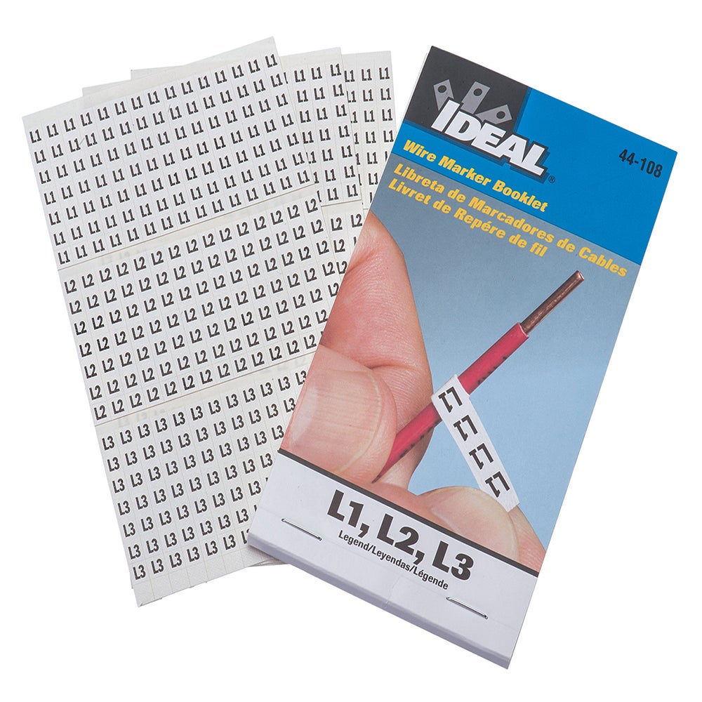 [44-108] Wire Marker Booklet, 150 of Each "L1, L2, L3"