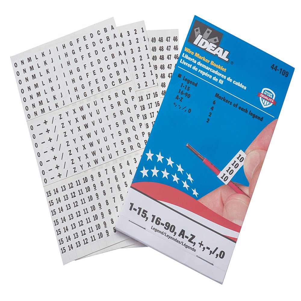 [44-109] Wire Marker Booklet, Assorted "1-90, A-Z, +, -, /, 0"