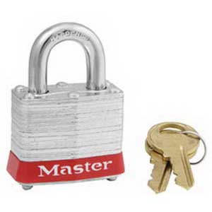 [44-907] Steel Padlock, 2" Shackle, Red Bumper