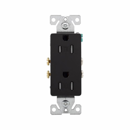 Eaton Black 15-Amp Decorator Tamper-Resistant Outlet EAG TR1107BK-BX-L 