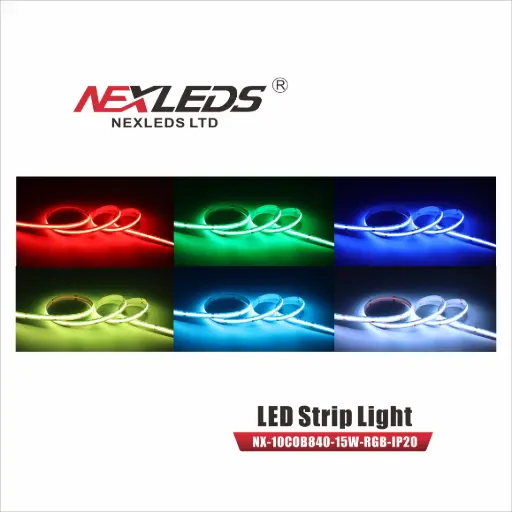 [NX-10COB840-15W-RGB-IP20] 10mm IP20 RGB 15W/M COB Tapelight (5M Reel)