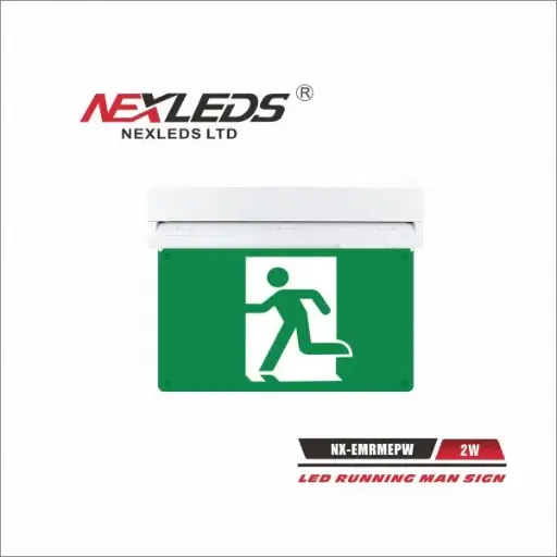 Running Man Exit Signs - Plastic Edgelit 120-347 120 min battery