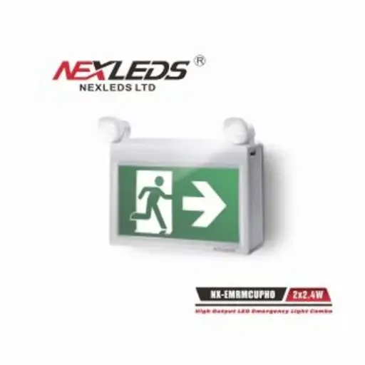 [NX-EMRMCUPHO] Combo Running Man Exit Sign with 2.4W LED Heads