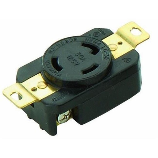 [89740] Morris Products 89740 Twist Lock Wall Mount Receptacles - 2 Pole; 3 Wire; 30A 125V (830810)