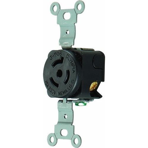 [89737] Morris Products 89737 Twist Lock Wall Mount Receptacles - 2 Pole  3 Wire  15A 250V