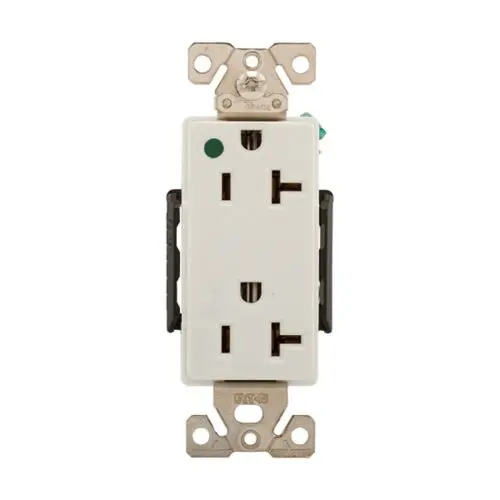 [8362W] Eaton Wiring 20 Amp Decora Duplex Receptacle, Hospital Grade, White