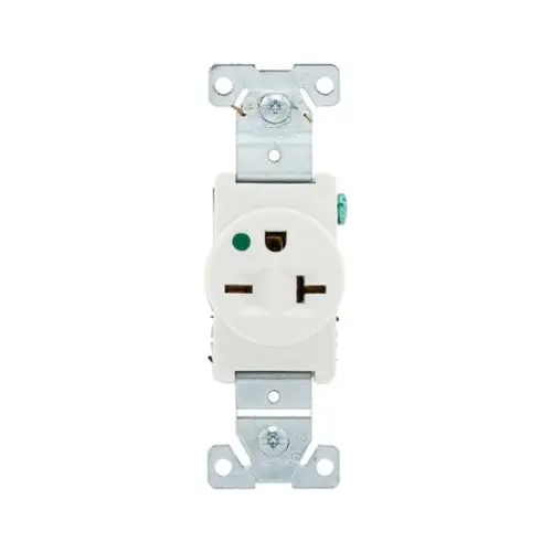 [8410W] Eaton 8410W Receptacle Hospital Grade Single 20A 250V 2P3W Straight Back & Side Wired White