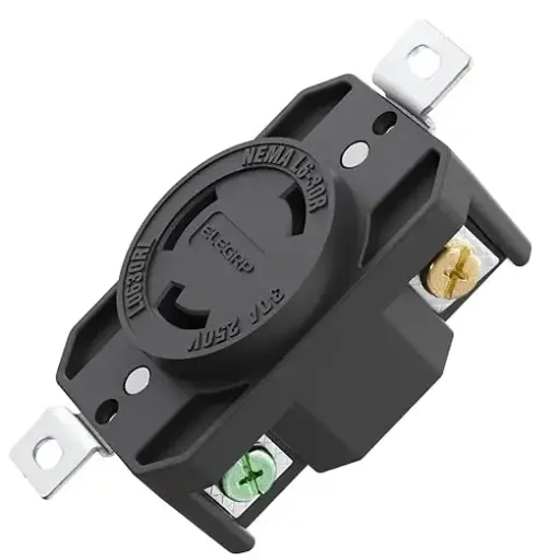 [HBL2620] Locking Devices, Twist-Lock, Industrial, Flush Receptacle, 30A 250V, 2-Pole 3-Wire Grounding, L6-30R, Screw Terminal, Black