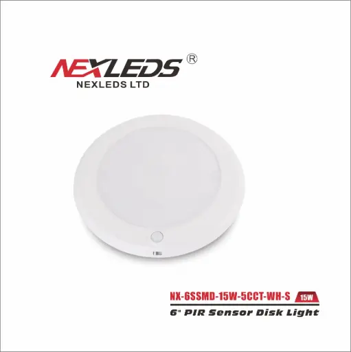 [NX-6SSMD-15W-5CCT-WH-S] Nexleds NX-6SSMD-15W-5CCT-WH-S 15W White LED Flush Mount w/ Sensor