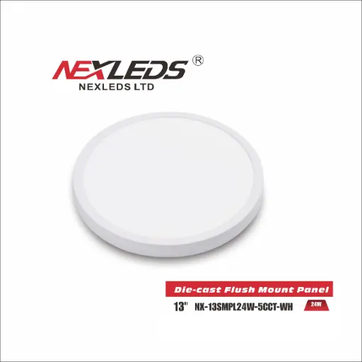 [NX-13SMPL24W-5CCT-WH] Nexleds 13" Die-Cast Flush Mount Ceiling Light Panel 