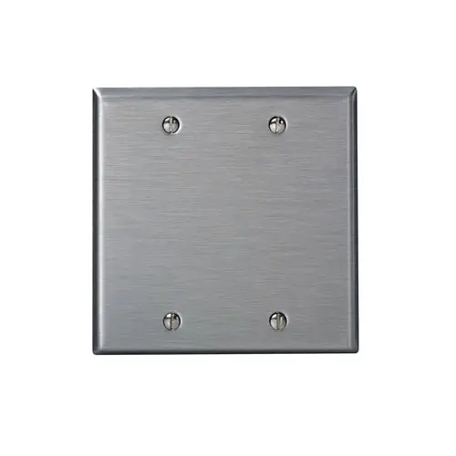 [84025] Leviton 2-Gang Blank Wallplate, Standard Size, Magnetic Stainless Steel