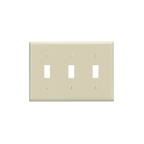 [86011] Leviton 3-Gang Toggle Switch Wallplate, Standard Size, Thermoset, Ivory