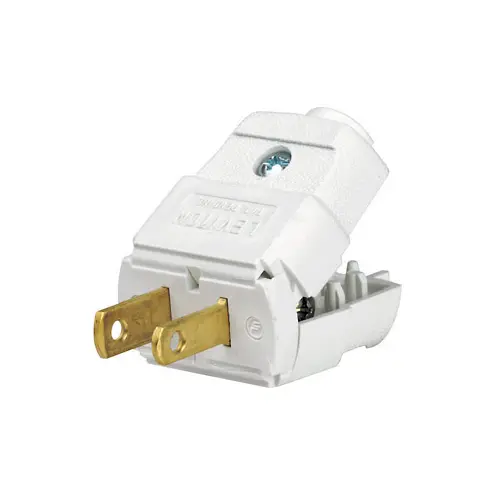 [101-WP] Leviton 15 Amp, 125 Volt, NEMA 1-15P, 2P, 2W, Plug, Straight Blade, Residential Grade, Polarized, Non-Grounding, 101-WP, White