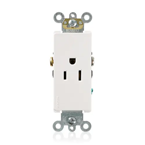 [16251-W] Leviton 15 Amp Decora Plus Single Receptacle/Outlet, Commercial Grade, Self-Grounding