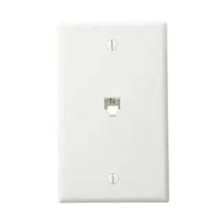 [40249-W] Leviton Standard Telephone Wall Jack, 6P4C, Screw Terminals, White