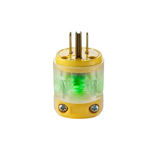 [515PV-LIT] Leviton 15 Amp, 125 Volt, NEMA 5-15P, 2-Pole, 3-Wire Plug, Straight Blade, Rubber, Lighted