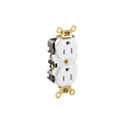 [5262-W] Leviton 15 Amp Duplex Receptacle/Outlet, Industrial Grade, Self-Grounding