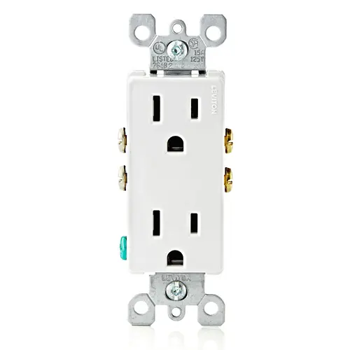 [5325-W] Leviton 15 Amp Decora Duplex Outlet/Receptacle, Grounding, White 5325-W