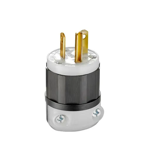 [5366-C] Leviton Straight Blade Plug, 20 Amp, 125 Volt, Industrial Grade - Black & White