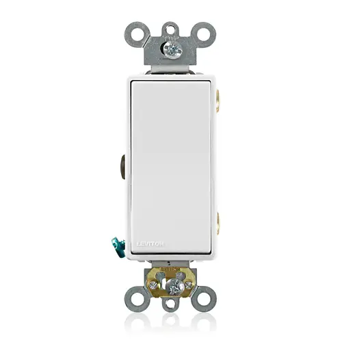 [5693-2W] LEVITON 5693-2W Decora Plus™ 3 Way Rocker Switch 120/277 VAC, 15 A, White