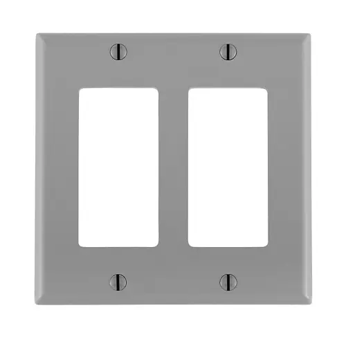 [80409-NGY] Leviton 2-Gang Decora/GFCI Device Wallplate, Standard Size, Thermoplastic Nylon, Gray
