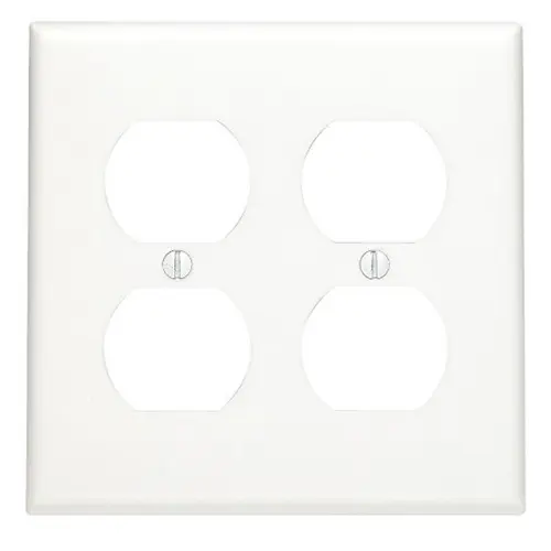 [80716-W] Leviton 2-Gang Duplex Outlet/Receptacle Wallplate, Standard Size, Thermoplastic Nylon, White