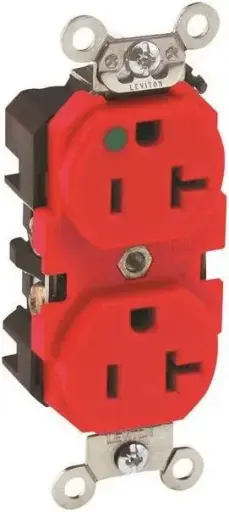 [8300-BHR] Leviton 8300-BHR 20-Amp, 125-Volt, Heavy Duty Hospital Grade, Duplex Receptacle, Straight Blade, Self Grounding, Red